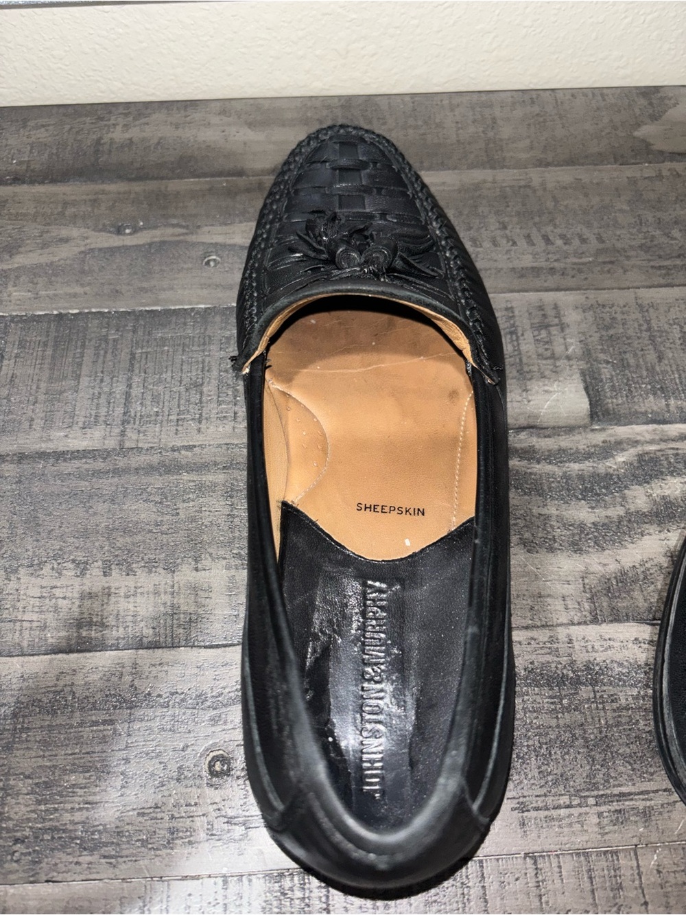 Johnston & Murphy Black Woven Tassel Loafers MENS 9.5 - Picture 2 of 11